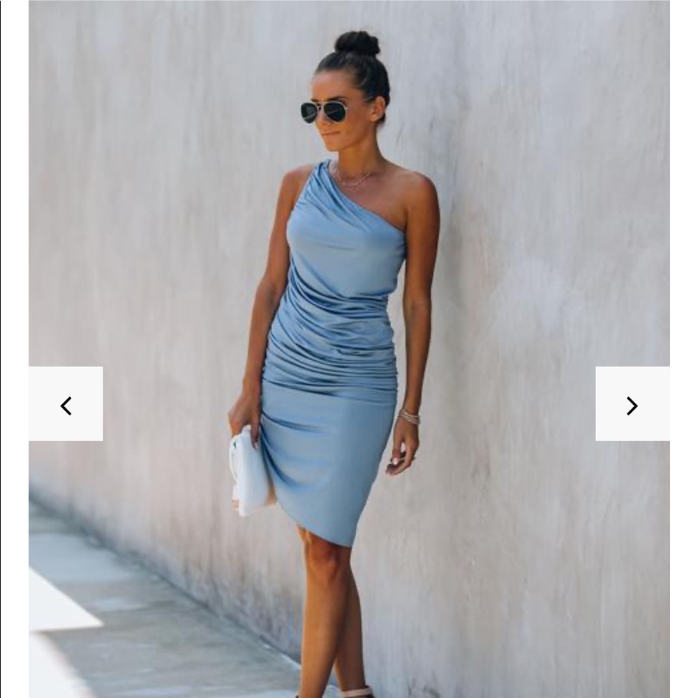 VICI ruched one shoulder midi dress